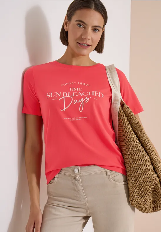 Grafik-T-Shirt mit U-Boot-Ausschnitt