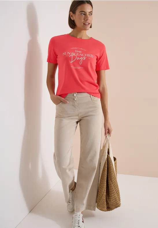 Grafik-T-Shirt mit U-Boot-Ausschnitt