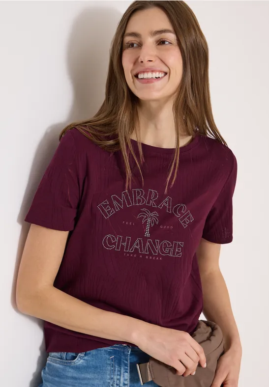 Ausbrenner-Shirt mit Knotendetail