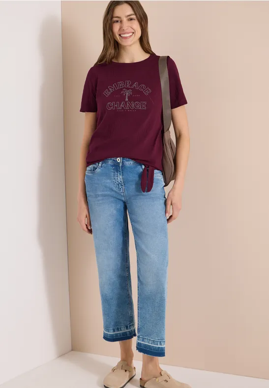 Ausbrenner-Shirt mit Knotendetail