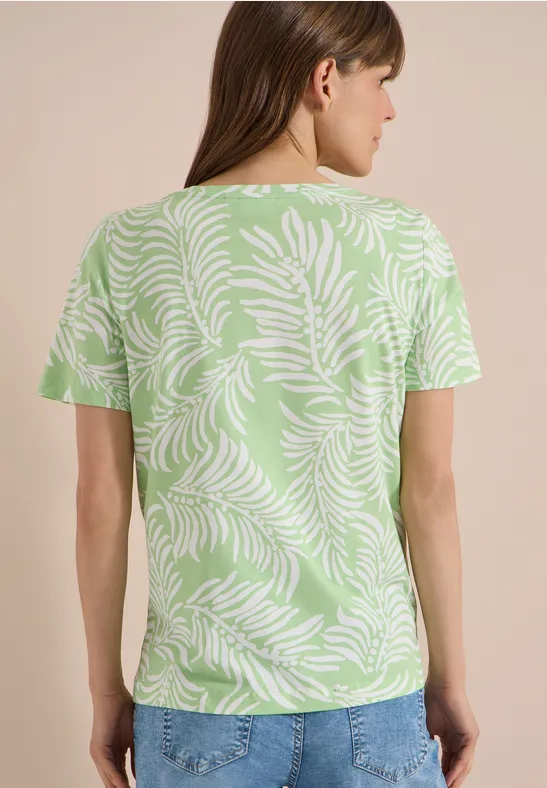T-Shirt mit tropischem Blättermuster