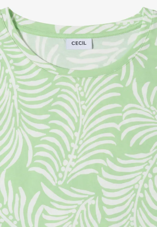 T-Shirt mit tropischem Blättermuster