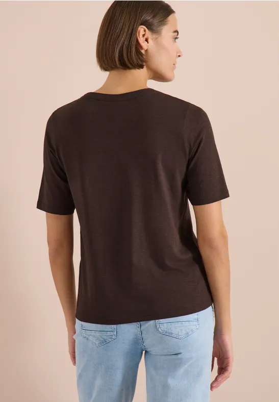 Weiches Baumwoll-Modal-Shirt mit Schlitz-Ausschnitt