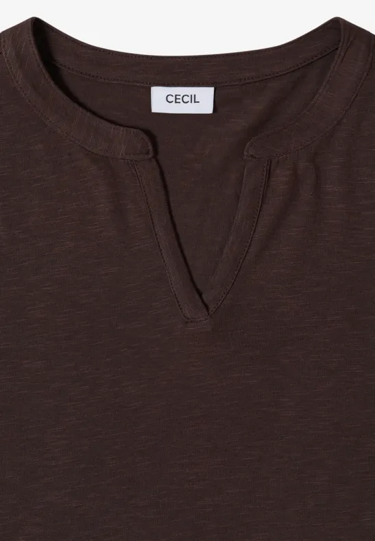 Weiches Baumwoll-Modal-Shirt mit Schlitz-Ausschnitt