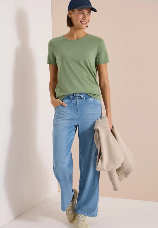 Weiches Baumwoll-Modal Slub-T-Shirt