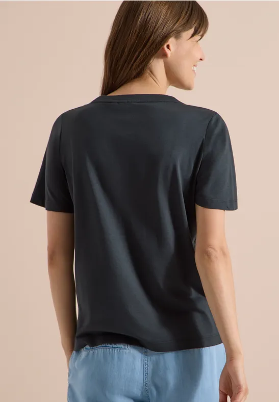 Lässiges T-Shirt mit Blätter-Print