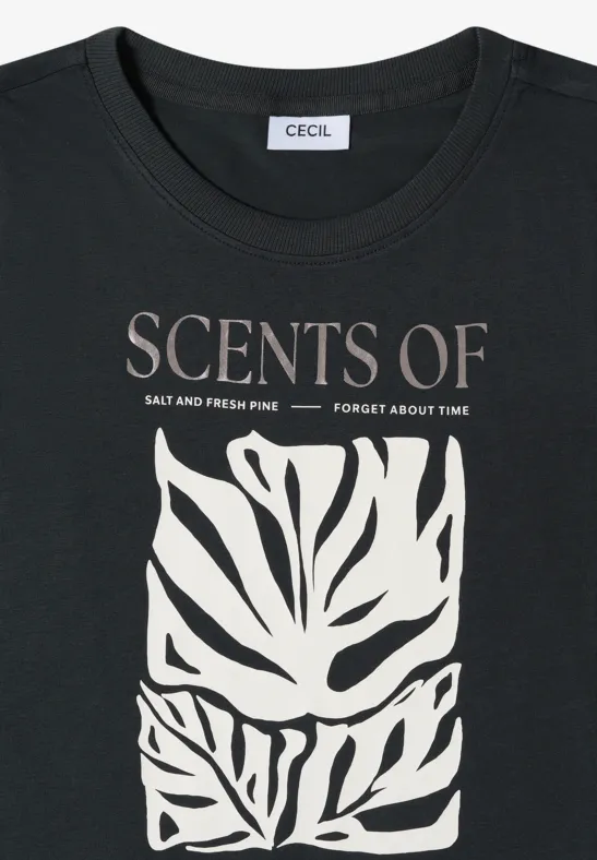 Lässiges T-Shirt mit Blätter-Print