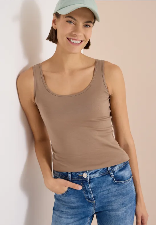 Essentielles Baumwoll-Tanktop mit Rundhalsausschnitt
