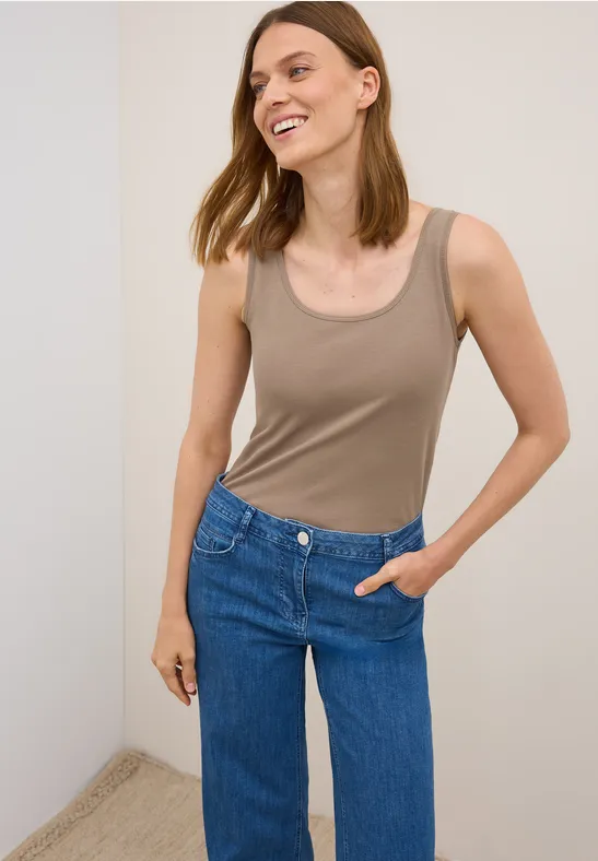 Essentielles Baumwoll-Tanktop mit Rundhalsausschnitt