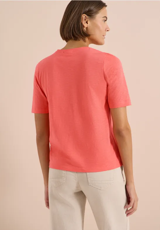 Baumwoll-T-Shirt mit V-Ausschnitt