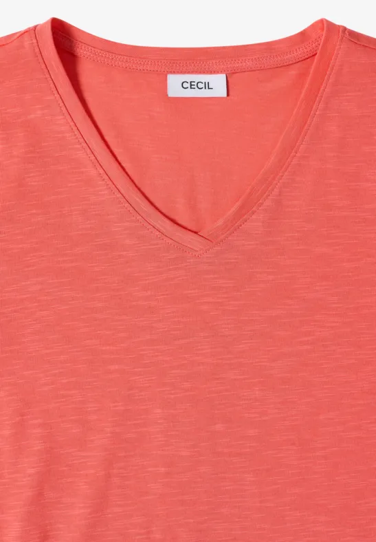Baumwoll-T-Shirt mit V-Ausschnitt