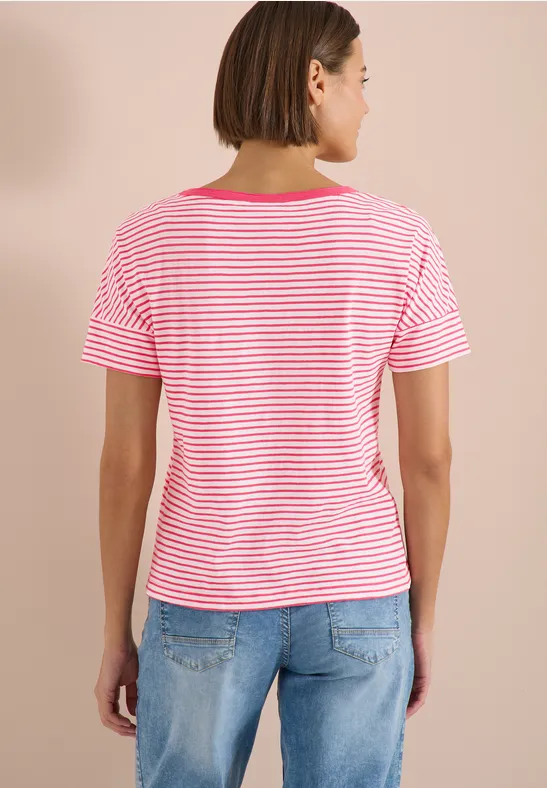 Gestreiftes Flammgarn-Shirt mit Tunnelzug