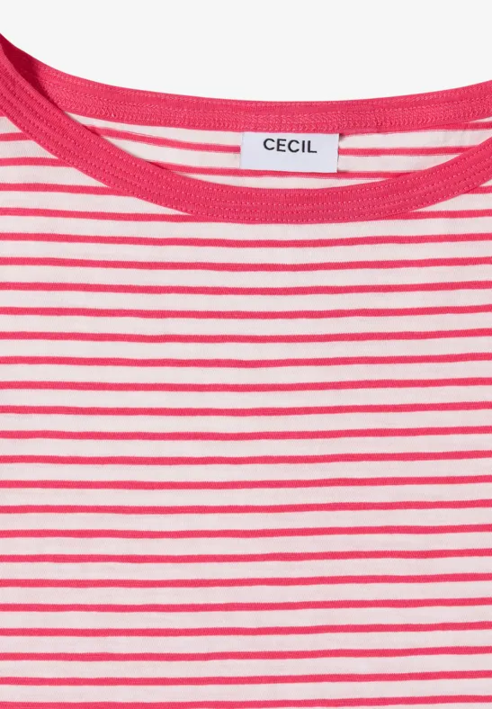 Gestreiftes Flammgarn-Shirt mit Tunnelzug