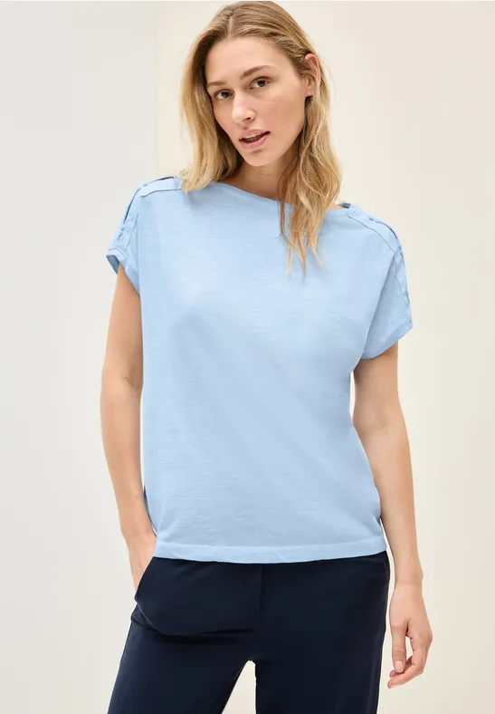 Baumwollshirt mit U-Boot-Ausschnitt