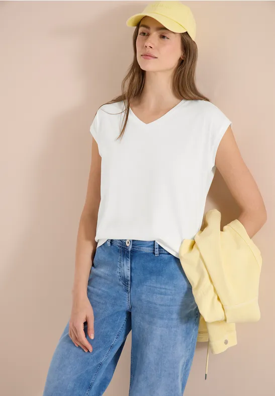 V-Shirt mit überschnittenen Schultern