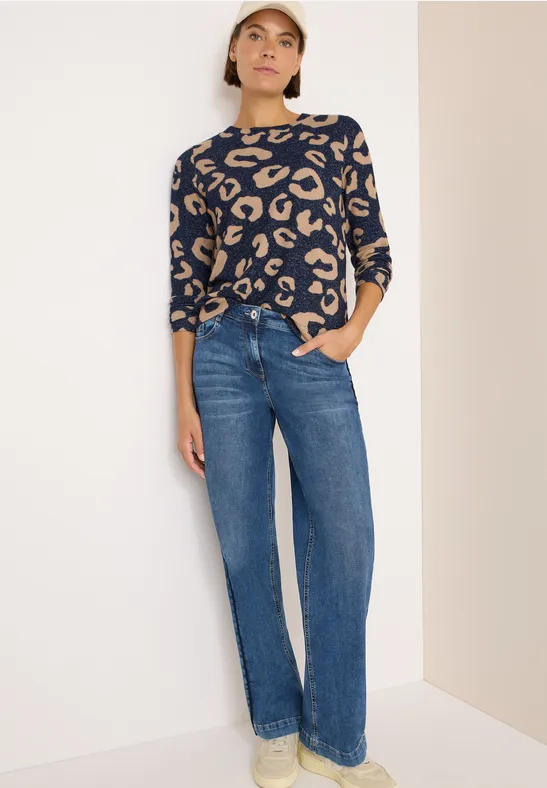 Weiches Langarmshirt mit Leopardenmuster