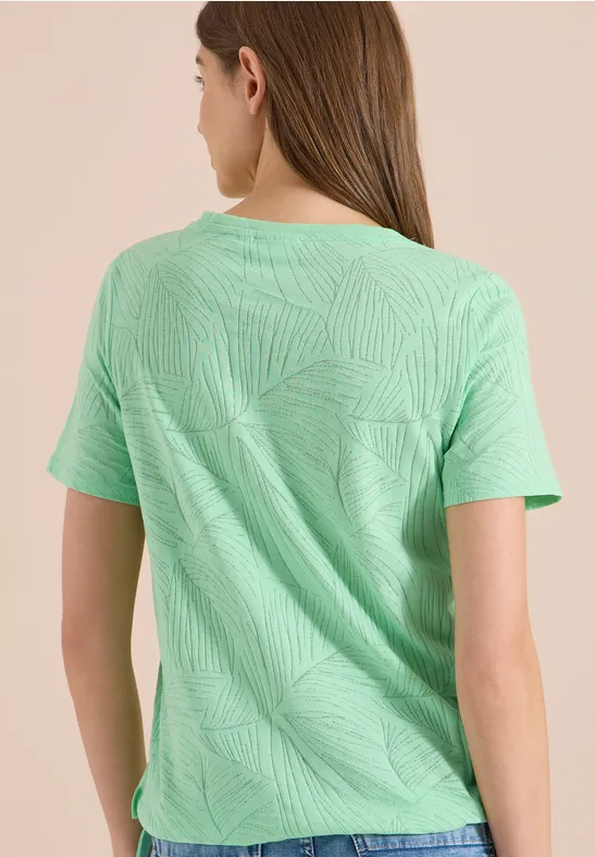 Grafisches Ausbrenner-Shirt mit seitlichem Knoten
