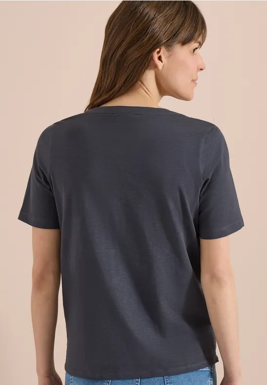 Kurzarm-Shirt mit geschlitztem Rundhals
