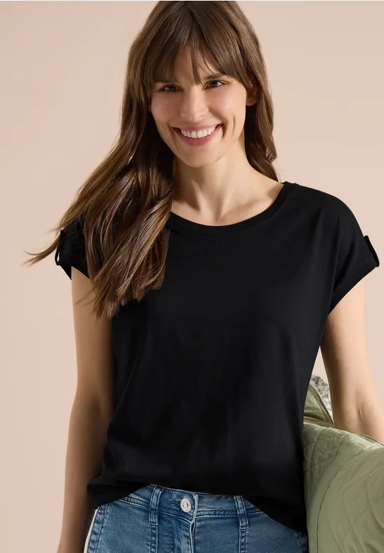 Weiches Jersey-Shirt mit Krempelärmeln