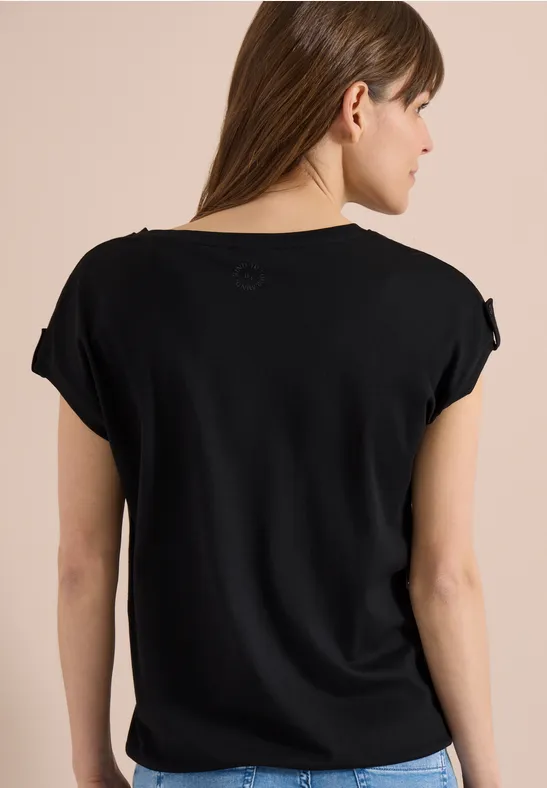 Weiches Jersey-Shirt mit Krempelärmeln