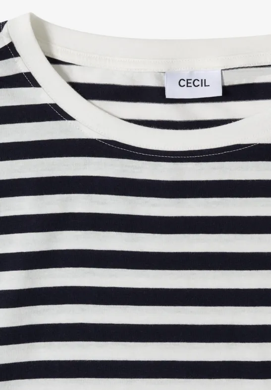 Gestreiftes Baumwoll-Shirt mit Tunnelzug