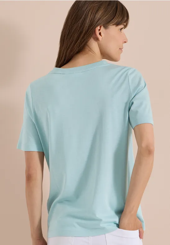 Weiches T-Shirt mit Blätter-Frontprint