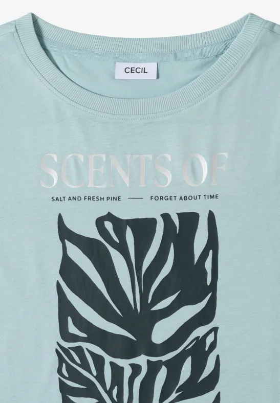 Weiches T-Shirt mit Blätter-Frontprint