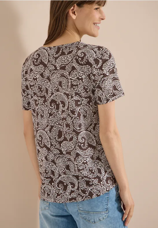 Kurzarm-T-Shirt mit Paisley-Muster