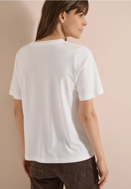 T-Shirt mit Blattmotiv Grafik-Print
