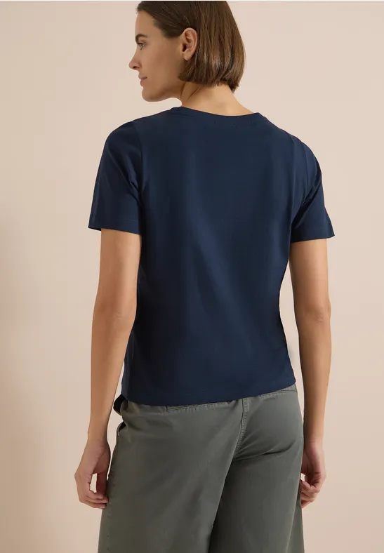 T-Shirt mit Grafik und U-Boot-Ausschnitt