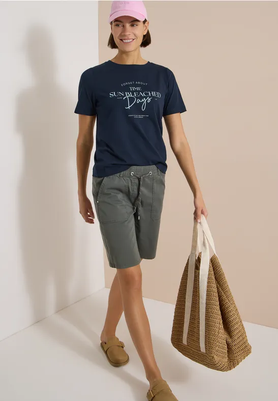 T-Shirt mit Grafik und U-Boot-Ausschnitt
