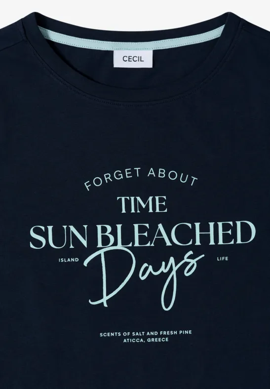 T-Shirt mit Grafik und U-Boot-Ausschnitt