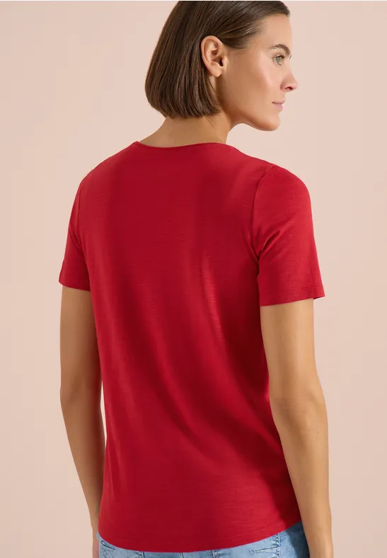 Essentielles Slub-Shirt mit Rundhalsausschnitt