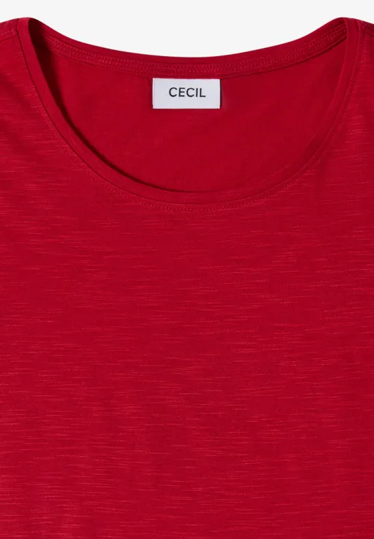 Essentielles Slub-Shirt mit Rundhalsausschnitt
