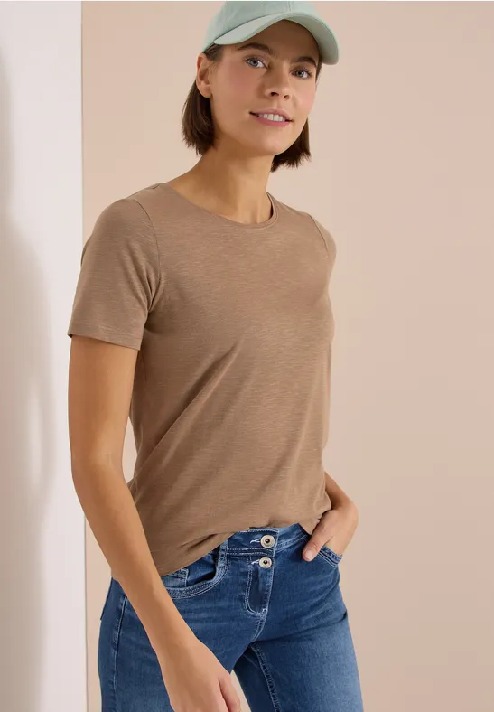 Klassisches T-Shirt mit Slub-Struktur