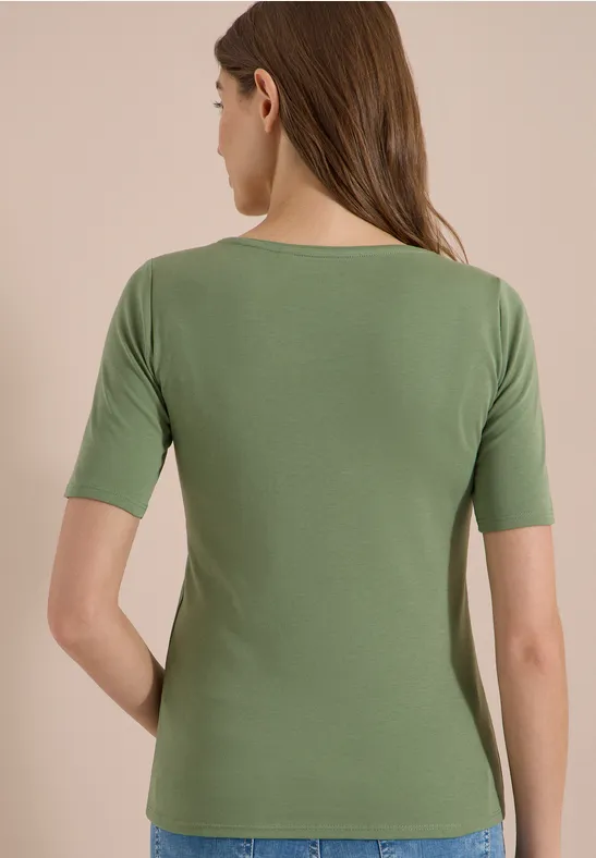 Kurzärmliges Baumwoll-Shirt mit Rundhalsausschnitt