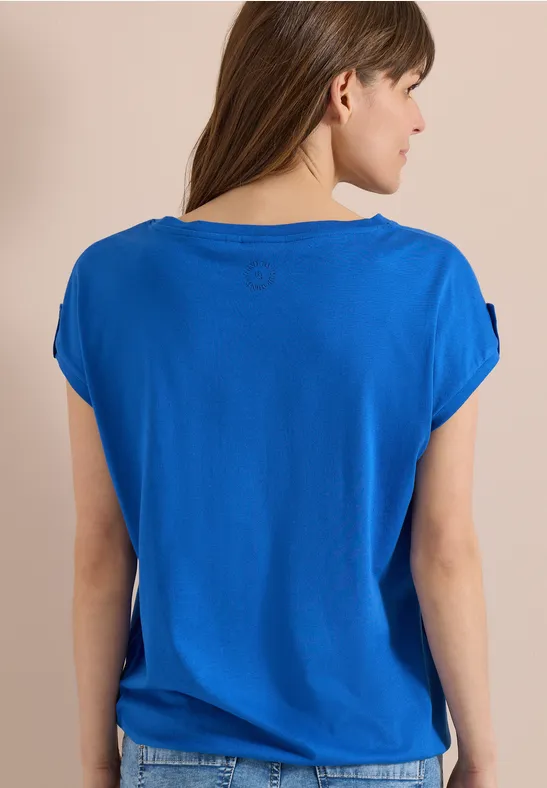 Baumwoll-Modal-T-Shirt mit elastischem Saum