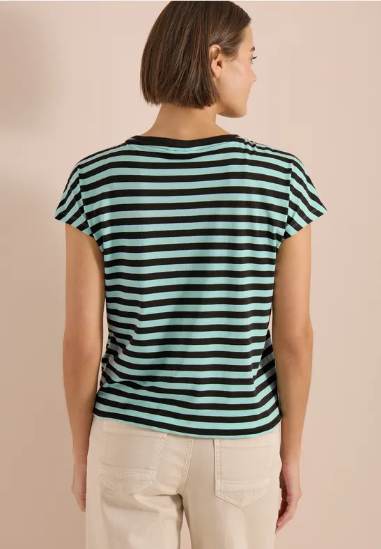 Gestreiftes T-Shirt mit Seitenschleife