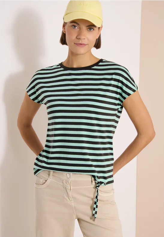 Gestreiftes T-Shirt mit Seitenschleife