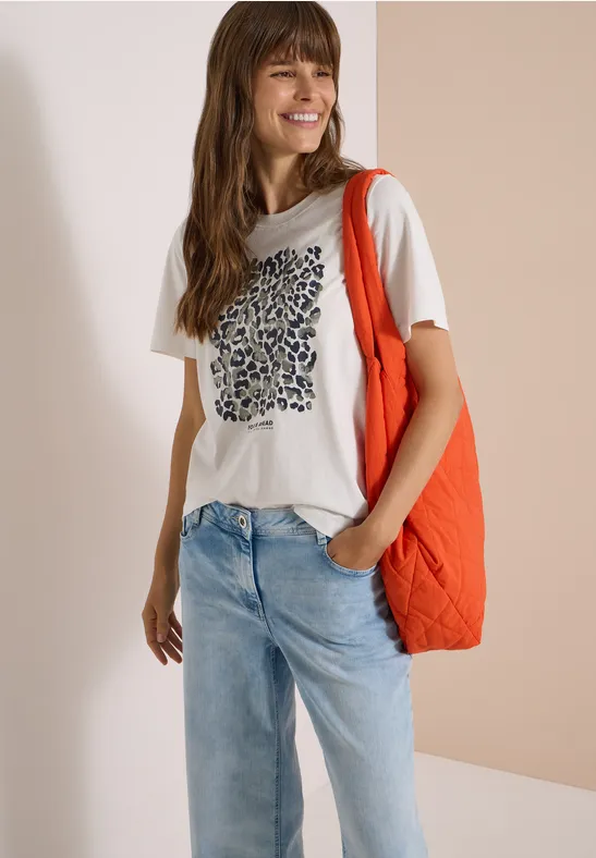 Grafik-T-Shirt mit Leoparden-Print