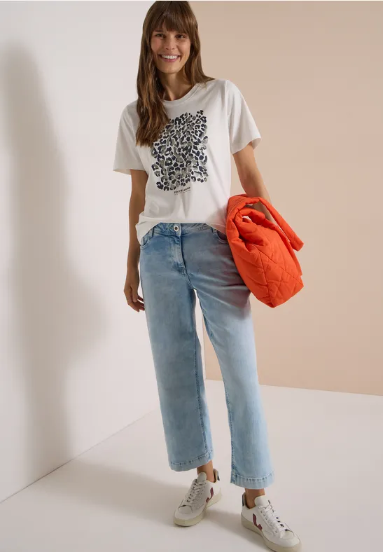 Grafik-T-Shirt mit Leoparden-Print