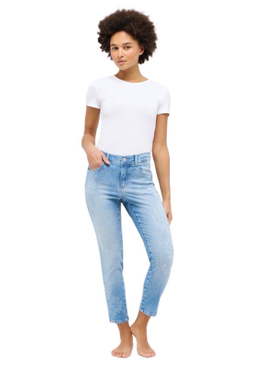 Bestickte Jeans in 7/8-Länge