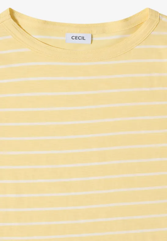 Gestreiftes Slub-Jersey-Shirt mit U-Boot-Ausschnitt