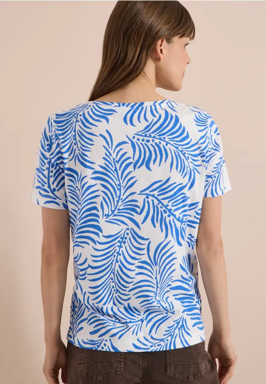 T-Shirt mit tropischem Blättermuster