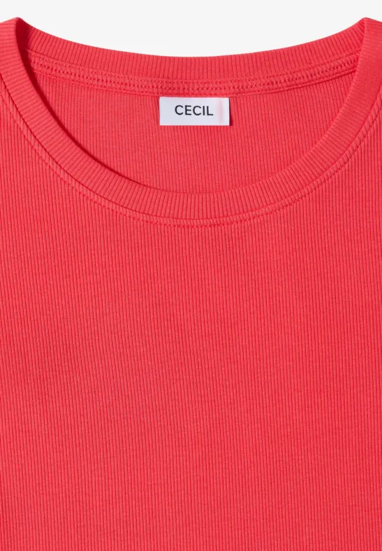 Essenzielles geripptes Baumwoll-T-Shirt
