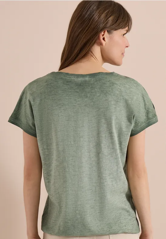 Flammgarn-T-Shirt mit Schulterschlitzen