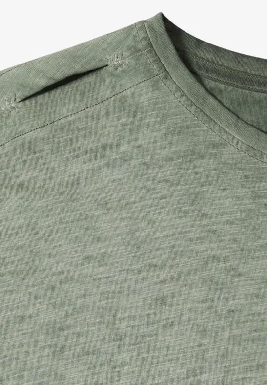 Flammgarn-T-Shirt mit Schulterschlitzen
