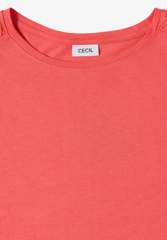 Kurzarmshirt mit Raffung an Schultern