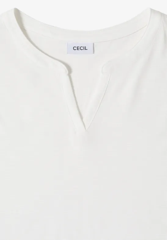 Weiches T-Shirt mit geschlitztem Ausschnitt