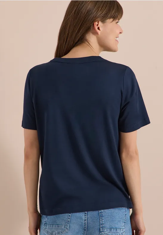 T-Shirt mit Blättermotiv aus Baumwoll-Modal